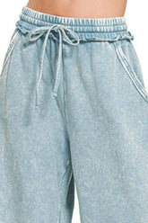 Washed French Terry Palazzo With Pockets ZENANA